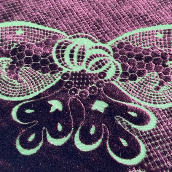 Dana Herbert Dark Purple Green Flocked Velvet Geometric Baroque Print Scarf 60" - Picture 8 of 12